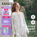 嫚熙（EMXEE）春夏款孕妇哺乳睡衣产后弹力丝麻棉浅草曼波月子服家居服套装L码