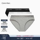 Calvin Klein内衣【棉质透气】女士三条装提花微弹ck舒适性感比基尼三角内裤女 MP1-太空黑/椰青灰/月光白 3条 M 尺码偏大，建议拍小一码