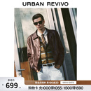 UR2026秋季新款男装时尚复古PU翻领贴袋夹克外套UMF160076 深咖棕 L