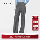 LANCY【纯羊毛】LANCY/朗姿2026秋季新款职业通勤直筒阔腿裤灰色西装裤 中灰色 L