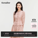 珂莱蒂尔蕾丝之境Koradior商场同款春气质蕾丝雪纺衫上衣 中红 L