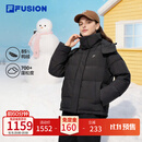 FILA FUSION斐乐潮牌羽绒服女2025冬季新款时尚休闲保暖连帽外套 正黑色-BK M 165/84A/M