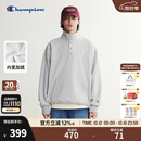 Champion冠军加绒卫衣男2026秋季新款立领潮牌红色半扣上衣女休闲 麻花灰 L