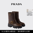 PRADA/普拉达【礼物】女士STRIDE牛皮革短靴靴子 可可棕 37.5