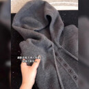 秋冬韩系连帽纽扣设计长袖针织衫女通勤保暖大码上衣rj 灰色 L 【120-150斤】