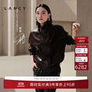 LANCY【宋佳同款｜纯羊皮】LANCY/朗姿2026年冬季新款复古深咖短皮衣女 深咖色 L