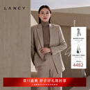 LANCY【宋佳同款丨羊毛】LANCY/朗姿2026冬新款职业干练收腰西装外套女 烟灰色 2XL