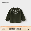 babylove【清仓】女宝宝上衣春秋初冬刺绣娃娃领洋气公主长袖婴幼儿上装 橄榄绿 80 cm