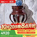 木中央 红木家具 印尼黑酸枝(学名:阔叶黄檀)实木花架香几 中式客厅室内盆景置物架花几五足圆香几 五足圆香几（直径55*高88cm）