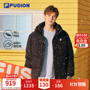 斐乐 FUSION潮牌保暖羽绒服男女宽松连帽外套舒适百搭 正黑色-BK S 165/88A/S