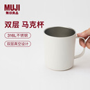 MUJI不锈钢 双层马克杯 办公杯子学生水杯茶杯咖啡杯 白色L 510ml