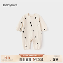 babylove【清仓】新生儿连体衣春秋纯棉卫衣宝宝哈衣新生儿爬服洋气休闲 米白 90cm