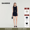 SANDRO2026秋季新款女装法式优雅黑色高腰A字立体压褶西装短裤 黑色 XS (34)