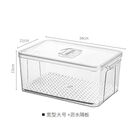 家爵士食品级PET冰箱收纳盒透明保鲜盒水果蔬菜肉类冷冻盒厨房密封储物 升级款宽款大号+沥水隔板10000ml
