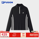 斐乐FILA FUSION潮牌女子针织长袖衫官方秋新季款修身半拉链长T恤 正黑色-BK L 170/88A/L