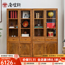 唐煌轩红木家具非洲鸡翅木（学名：非洲崖豆木）书柜实木书架明式仿古书橱多层展示柜玻璃门置物柜 196*38*198cm一对