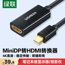 绿联 Mini DP转HDMI转换器线4K迷你DP雷电2转接头 适用苹果微软Surface电脑显卡接显示器投影仪40360