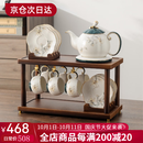 言则新中式茶具套装客厅轻奢高档下午茶茶壶茶杯整套礼盒装杯具套装 兰花盛景墨绿17件套-长方形架子