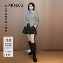 MO&Co.【秦岚同款】裙裤学院风复古格纹压褶A字短裙短裤减龄摩安珂 灰黑格 S /160