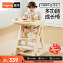 曼龙婴幼儿餐椅宝宝儿童吃饭椅白色PU皮带餐盘可调节座椅