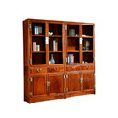 虎大师红木家具非洲花梨（学名：刺猬紫檀）中式书房书柜书架带玻璃门素面办公置物架 素面书柜单个（长98宽36高198）