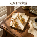 拉德咖色钻球耳扣耳环新款高级小众设计气质爆款轻奢耳饰精致YD 拉德咖色钻球耳环+赠送礼盒