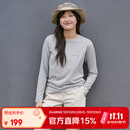 mont·bell长袖t恤女款户外春夏速干透气圆领纯色简约百搭上衣 1114689 LGY浅灰色 M