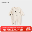 babylove【清仓】新生儿连体衣春秋纯棉卫衣宝宝哈衣新生儿爬服洋气休闲 米白 90cm
