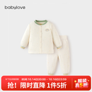 babylove【清仓】宝宝套装秋冬护肚恒温保暖薄夹棉婴儿家居服棉服 翠微绿 90
