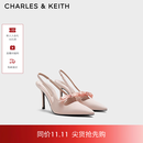 CHARLES&KEITH缎面蝴蝶结尖头高跟凉鞋女生日礼物送女友CK1-60361556 Light Pink浅粉色 37