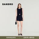 SANDRO2026秋季新款女装法式优雅黑色高腰A字立体压褶西装短裤 黑色 XS (34)