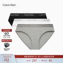 Calvin Klein内衣【棉质透气】女士三条装提花微弹ck舒适性感比基尼三角内裤女 MP1-太空黑/椰青灰/月光白 3条 M 尺码偏大，建议拍小一码