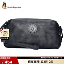 暇步士（Hush Puppies） 手拿包包牛皮大容量休闲商务男包银灰色送男朋友生日礼物