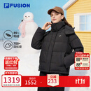 FILA FUSION斐乐潮牌羽绒服女2025冬季新款时尚休闲保暖连帽外套 正黑色-BK M 165/84A/M