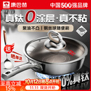 康巴赫平底不粘锅真钛无涂层炒菜锅牛排煎锅煎蛋煎饼专用燃气灶电磁炉 【母婴级】100%真钛0涂层 28cm