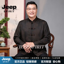 JEEP SPIRIT中国风唐装男中老年秋冬男装爷爷春秋外套爸爸中式套装老年人衣服 黑色【雅奢甄选】 S