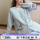 嫚熙（EMXEE）幸运鹅秋冬牛油果半边绒月子服加绒产妇哺乳孕妇睡衣家居服 幸运鹅-蓝色（有调节带） M