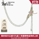 She's茜子爱的模样工艺水晶蜻蜓项链优雅轻奢毛衣链锁骨颈链生日礼物女 苹果绿D0