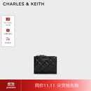 CHARLES&KEITH菱格纹多卡位短款钱包零钱包生日礼物送女友CK6-10770729 Black黑色 XXS