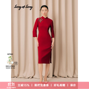 Song of Song歌中歌2026春季新款专选【新年鸿运】进口四面弹旗袍 酒红 XL