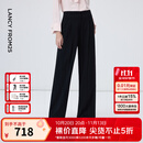 朗姿25商务简约黑色宽松阔腿裤女直筒西裤OL职业裤2026年春季新款 黑色2 L
