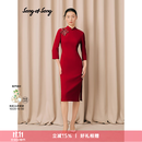 Song of Song歌中歌2026春季新款专选【新年鸿运】进口四面弹旗袍 酒红 XL