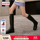HUNTER【修饰腿型】户外露营女鞋Refined防水防滑高筒靴长筒靴网红女靴  哑光黑色/黑红色logo/BLK 38