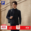 FILA【王安宇同款】斐乐男装针织长袖26冬新款健身运动加绒半拉链长T 深黑-BK 加绒 L 175/96A/L