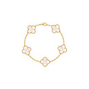 梵克雅宝（Van Cleef & Arpels）18K黄金白五花珍珠四叶草手链VCARA41800 送女友礼物