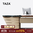 TAZA 意式轻奢扇形办公桌 别墅全屋定制书房系列 蓝宝石奢石书桌 蓝宝石奢石面+北美黑胡桃木面 3.68M 书桌
