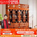 王木匠红木家具非洲花梨（学名：刺猬紫檀）中式古典书柜雕花书架明式家具三组合储物柜 1.76米雕花明式书柜一对（加顶）