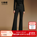 LIME朗姿/莱茵哑光针织高腰微喇裤小黑裤显瘦垂感通勤2026冬新款 黑色 M
