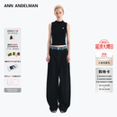 ANN ANDELMAN【王玉雯同款】官方直营 牛仔腰头拼接西裤直筒长裤 黑色 S