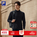 FILA【王安宇同款】斐乐男装针织长袖26冬新款健身运动加绒半拉链长T 深黑-BK 加绒 L 175/96A/L